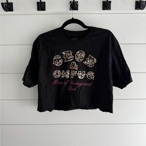 American Classics CBGB Black Graphic Tee Crop Top, Size Large